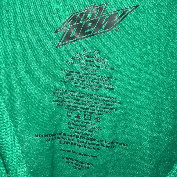 Mountain Dew Men’s All Over Print Graphic T-Shirt Green Size XL - Picture 6 of 7